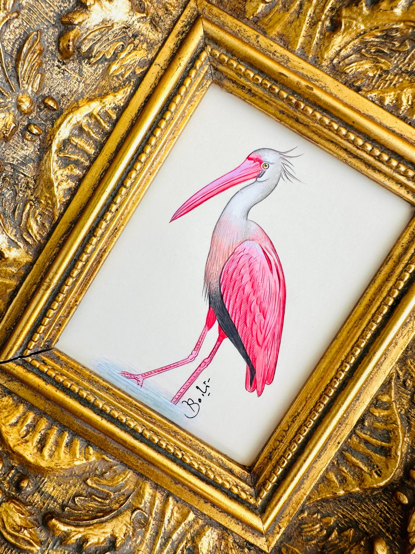 Hand-Painted Bird Painting, Pinkerton - Image 2