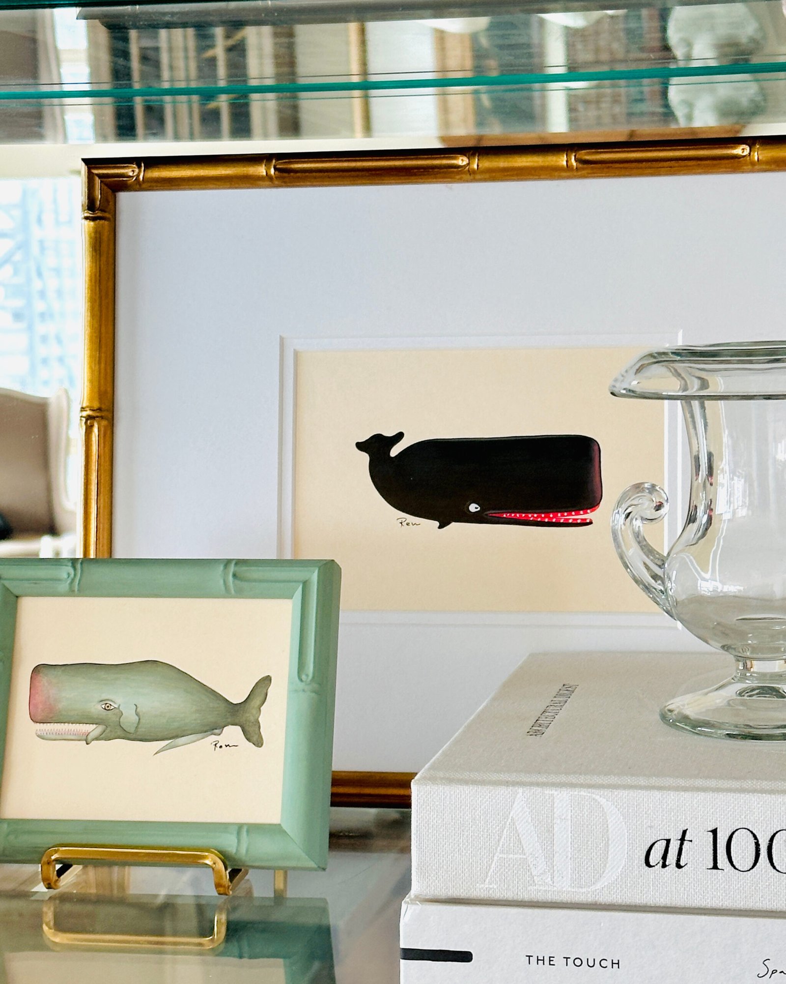 Hand-Painted Baby Whale Painting, Inkwell - Image 2