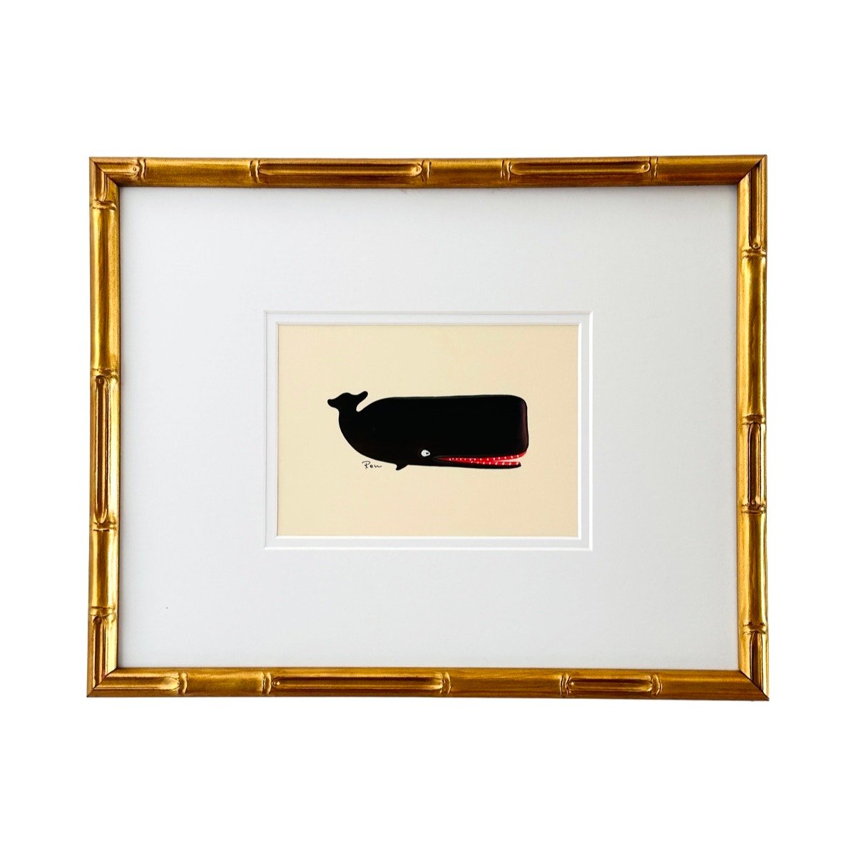 Hand-Painted Baby Whale Painting, Inkwell
