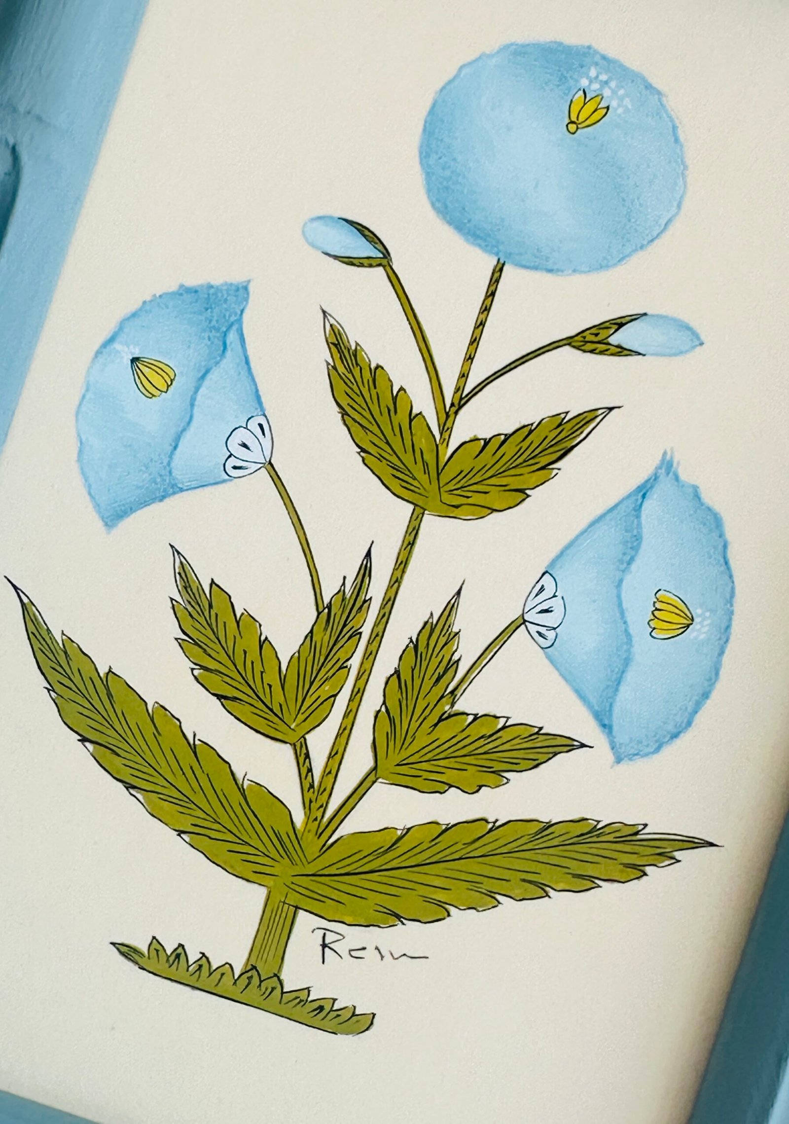 Hand-Painted Jaipuri Blue and white Motif Painting - Image 2