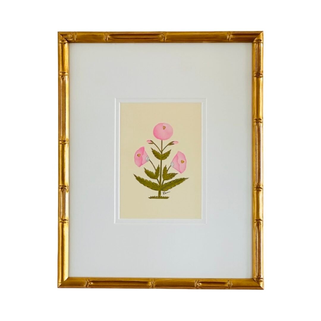 Hand-Painted Jaipuri Pink and green Floral Motif Painting