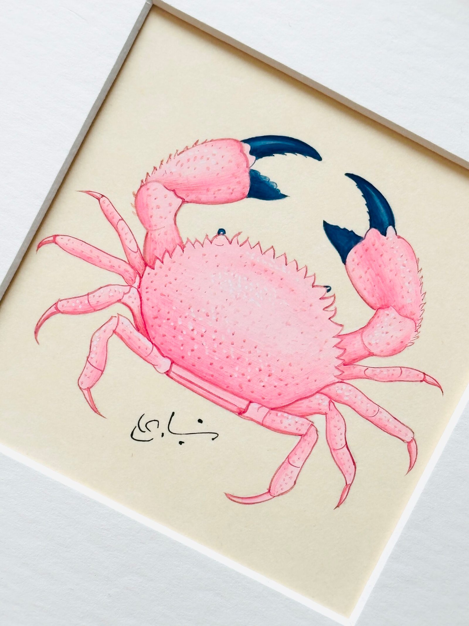Hand-Painted Pink Crab Painting, Sassy Sue - Image 2