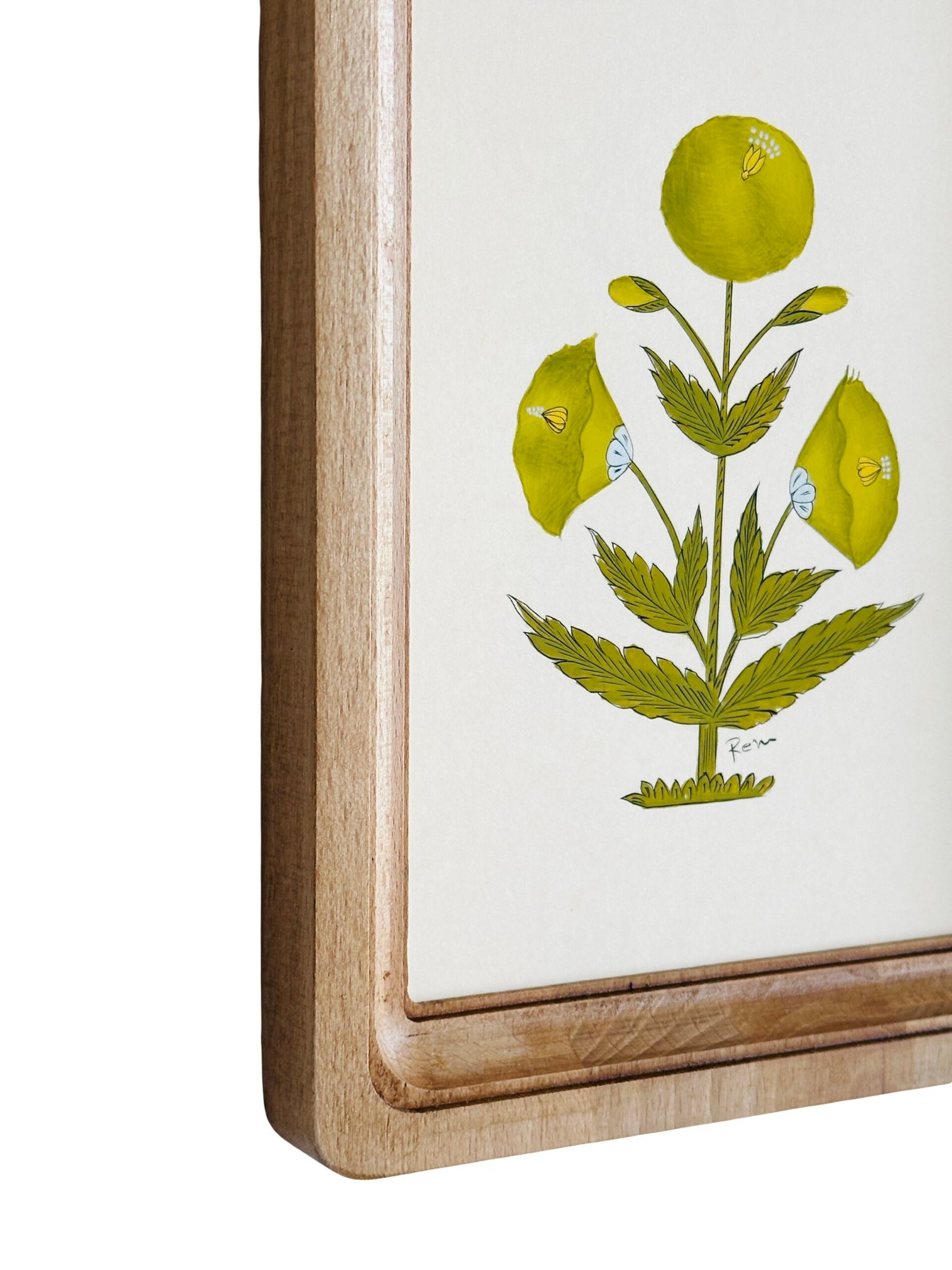 Hand-Painted Jaipur Green Floral Motif Painting - Image 2