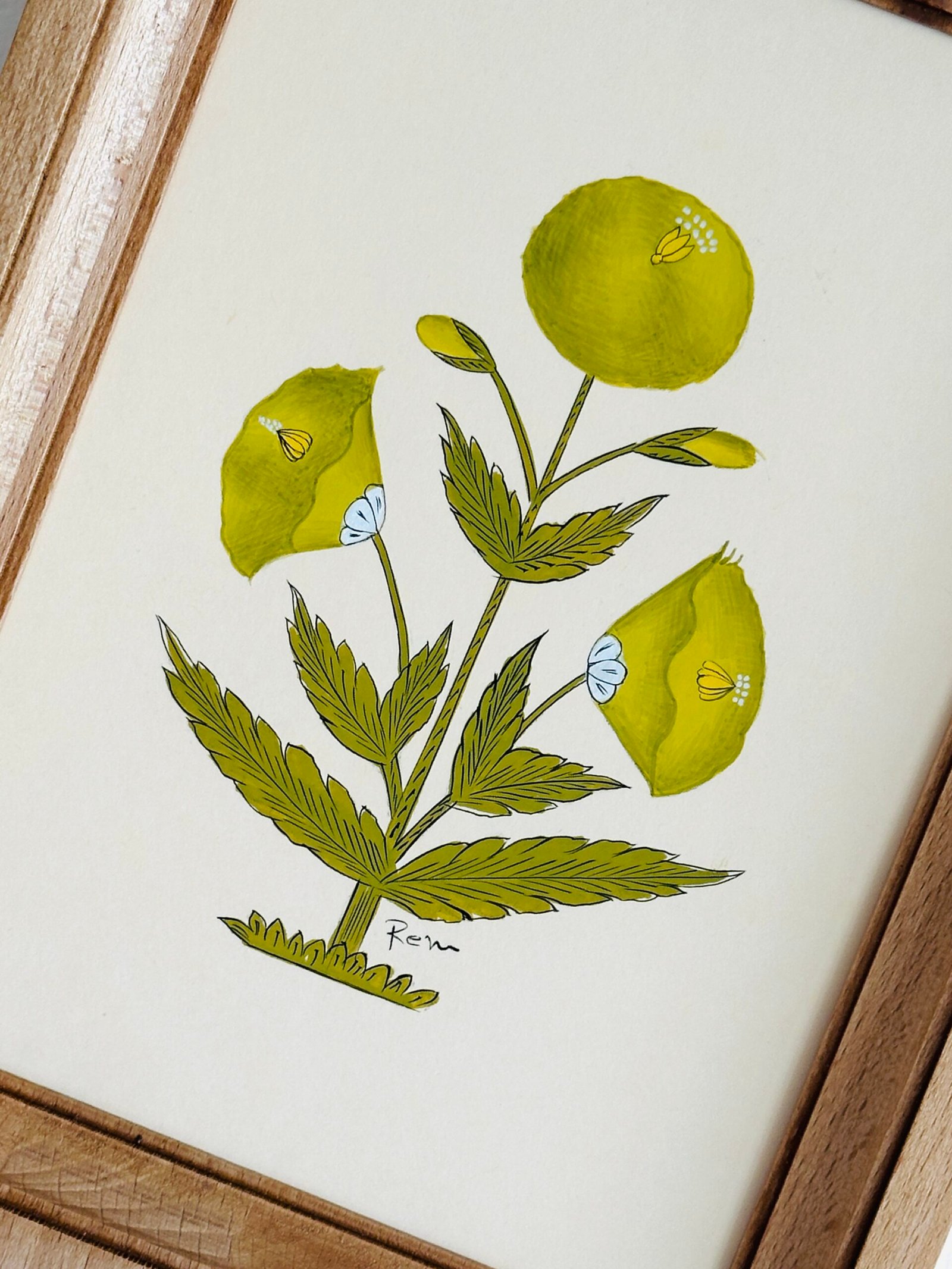 Hand-Painted Jaipur Green Floral Motif Painting - Image 3