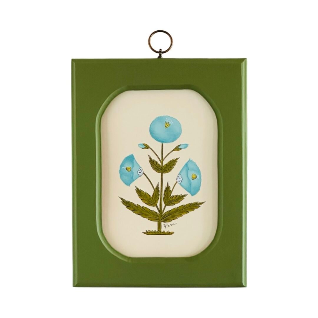 Hand-Painted Jaipuri Blue and Green Motif Painting