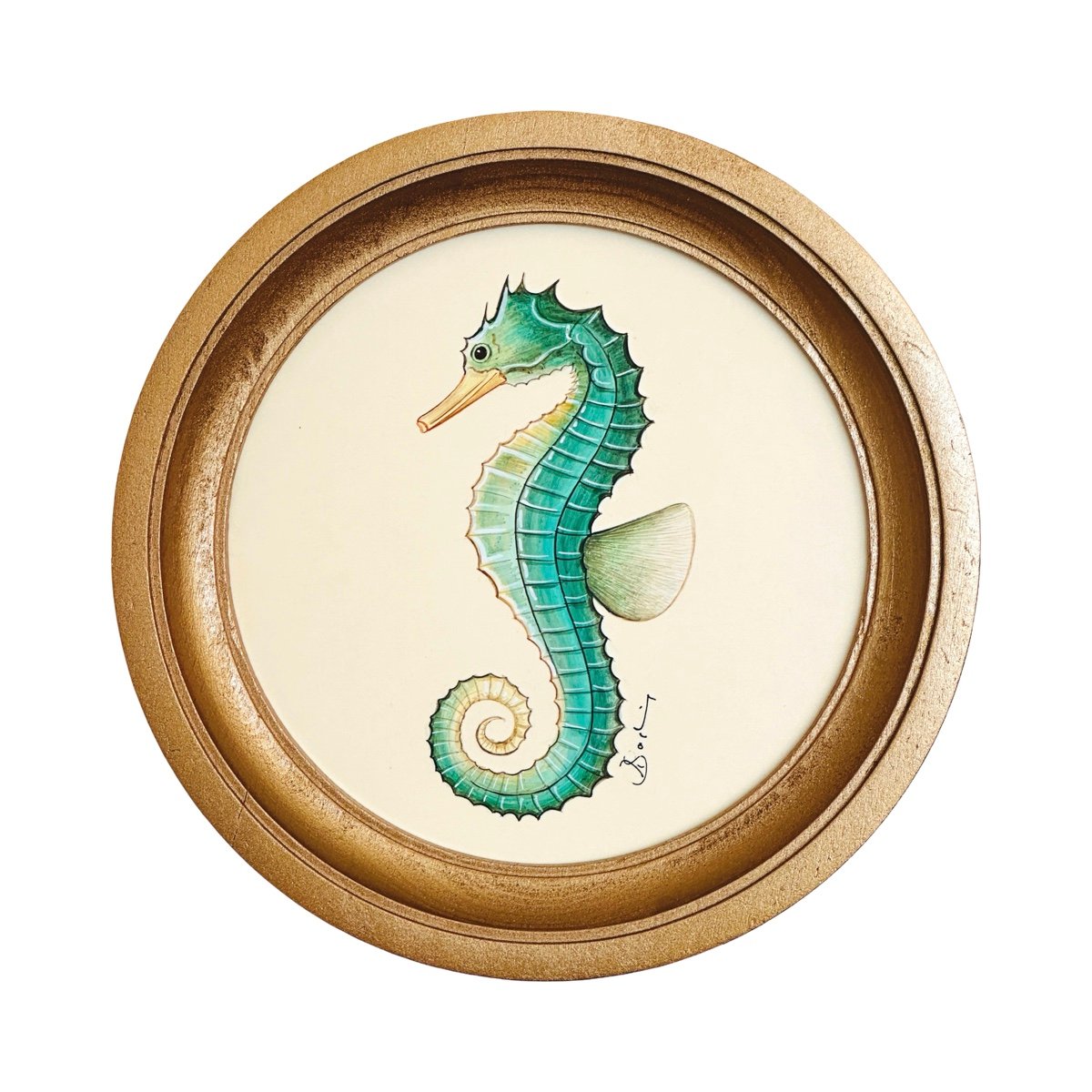 Hand-Painted Green Seahorse Painting, Seabrook