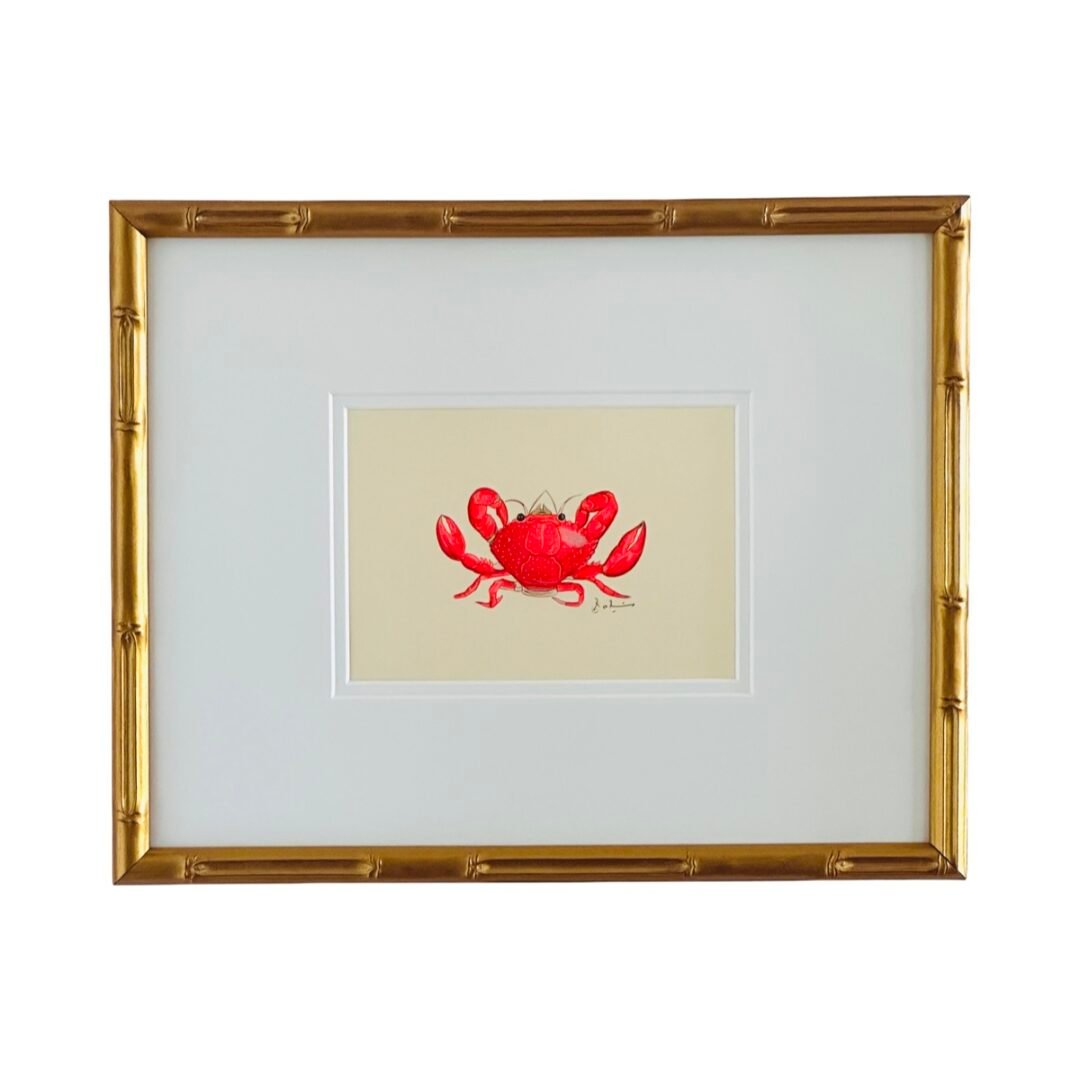 Hand-Painted Red Crab Painting, Ruby