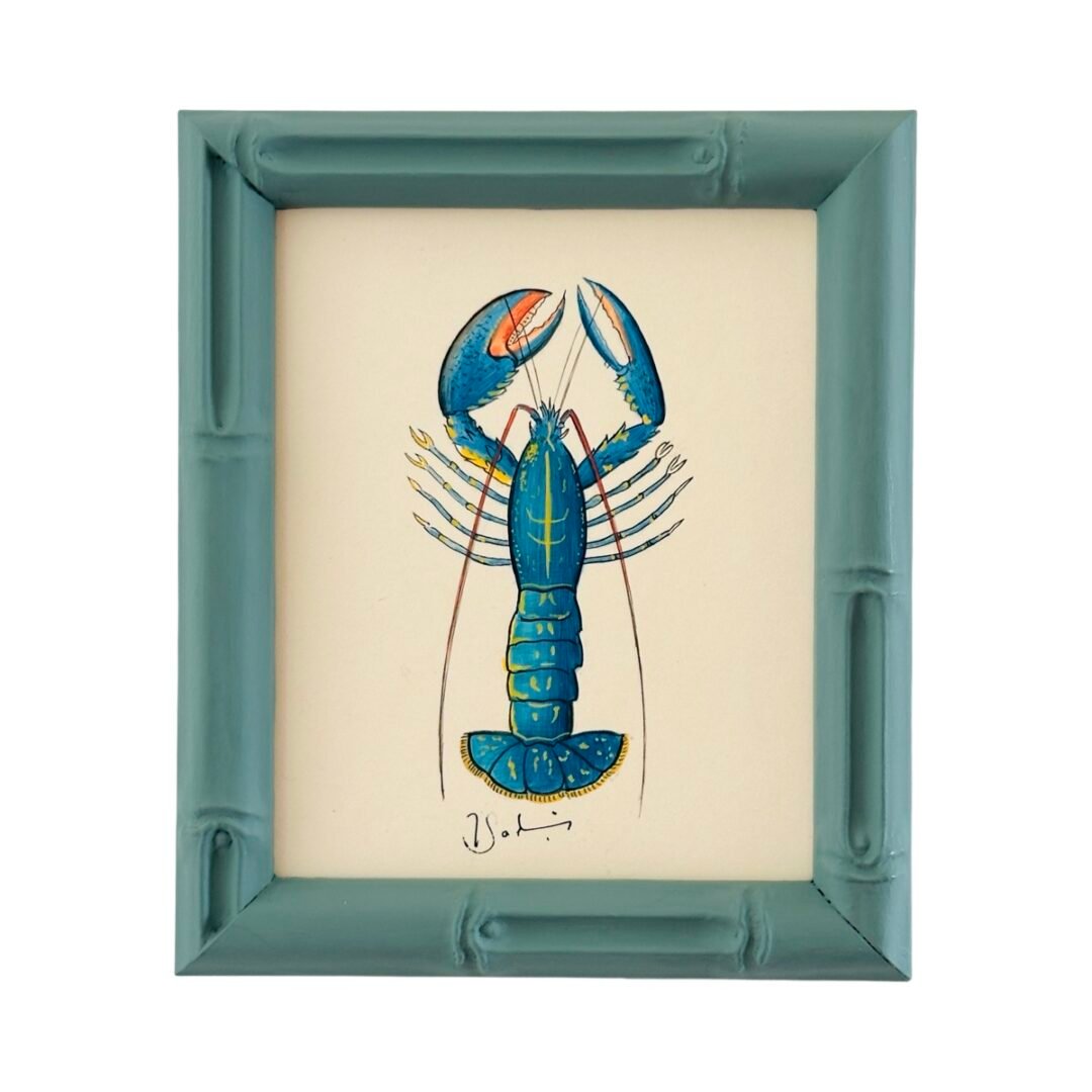Hand-Painted Blue Lobster Painting, Blue Louie