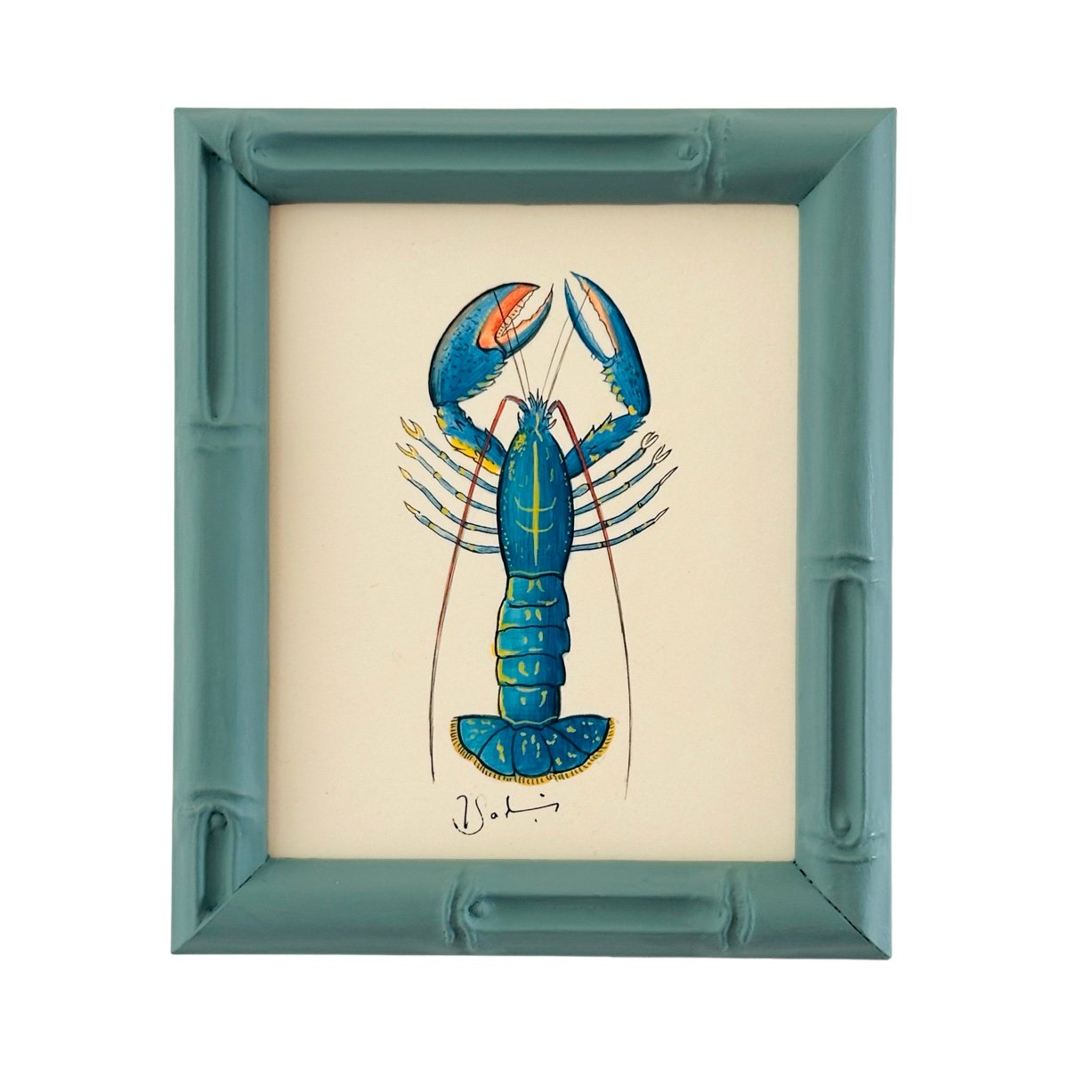 Hand-Painted Blue Lobster Painting, Blue Louie