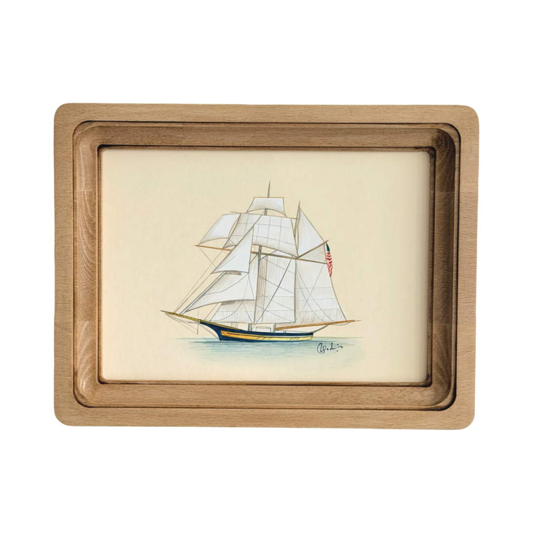 Hand-Painted Sailboat Painting, The White Mariner
