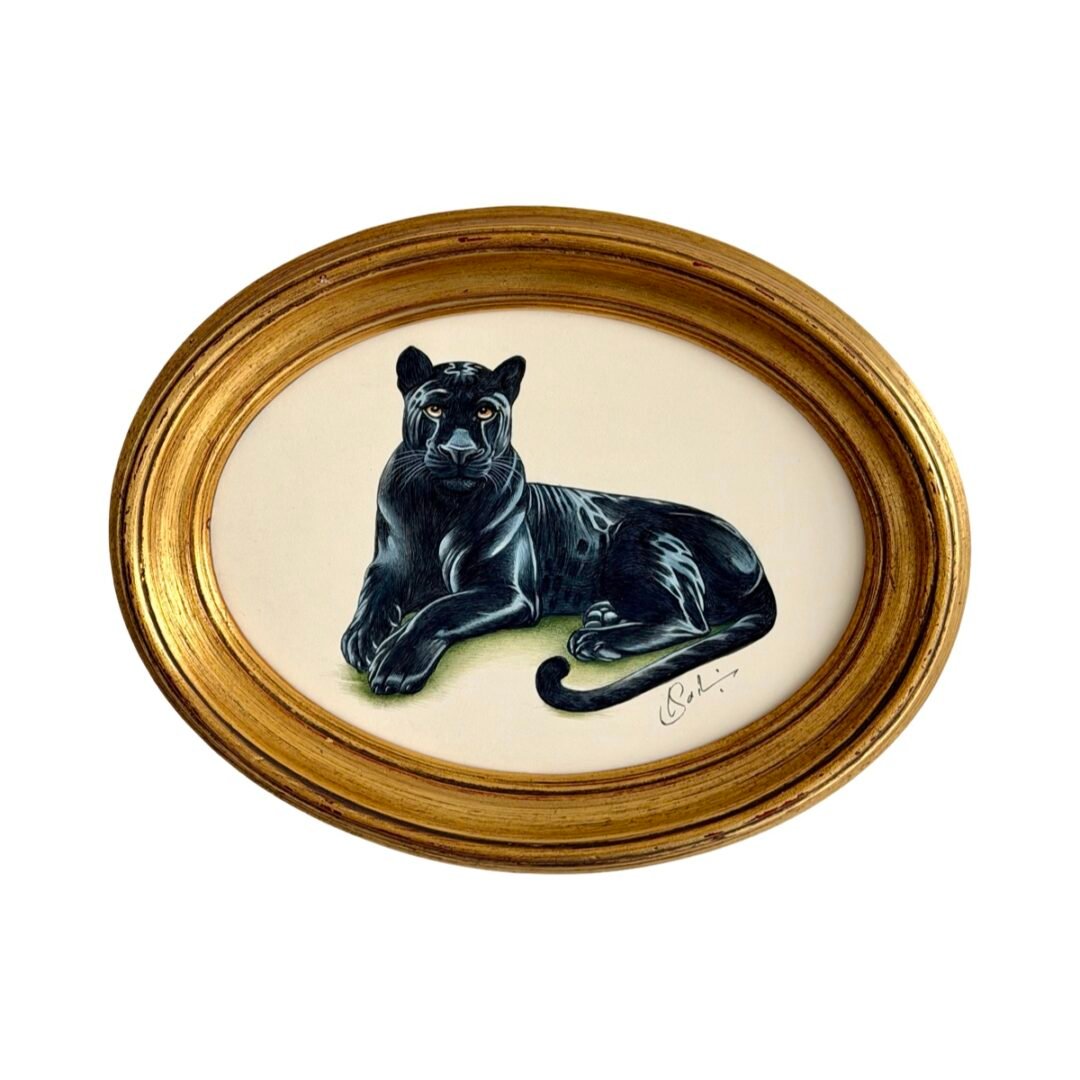 Hand-Painted Black Panther Painting, Onyx