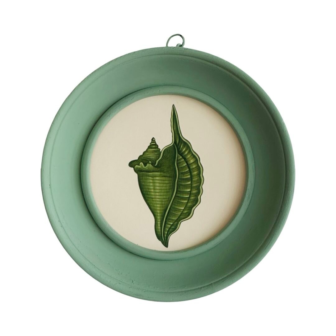 Hand-Painted Green Seashell Painting