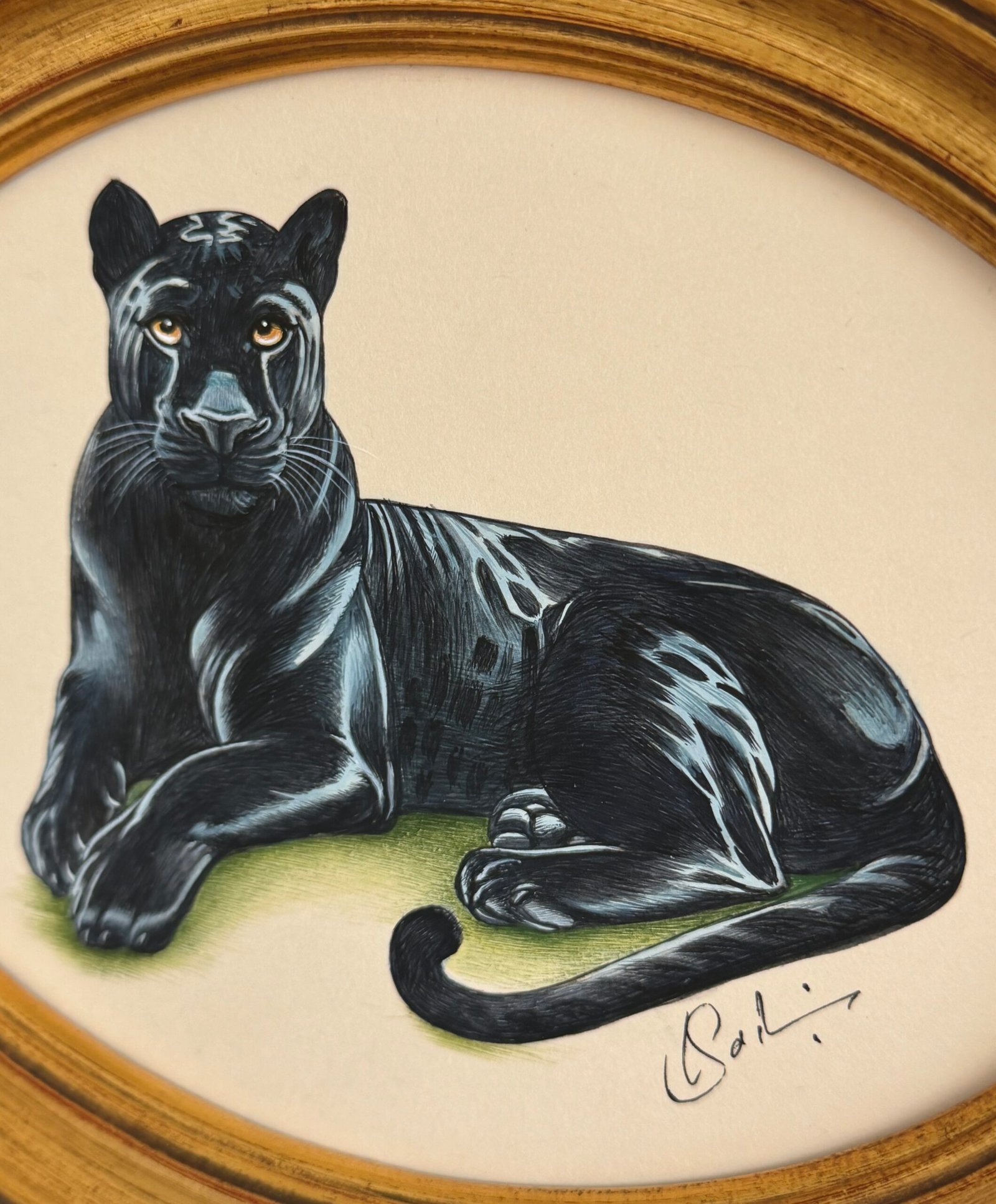 Hand-Painted Black Panther Painting, Onyx - Image 2