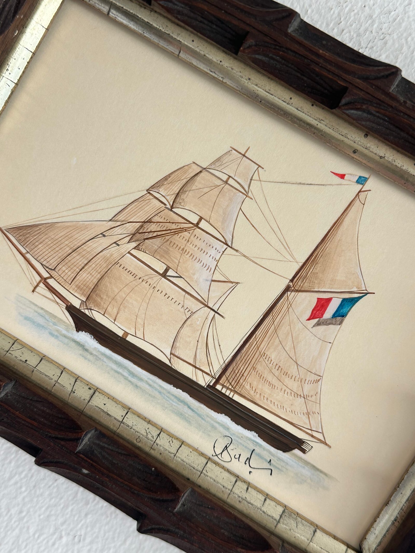 Hand-Painted Sailboat Painting, Sailor’s Keepsake - Image 2