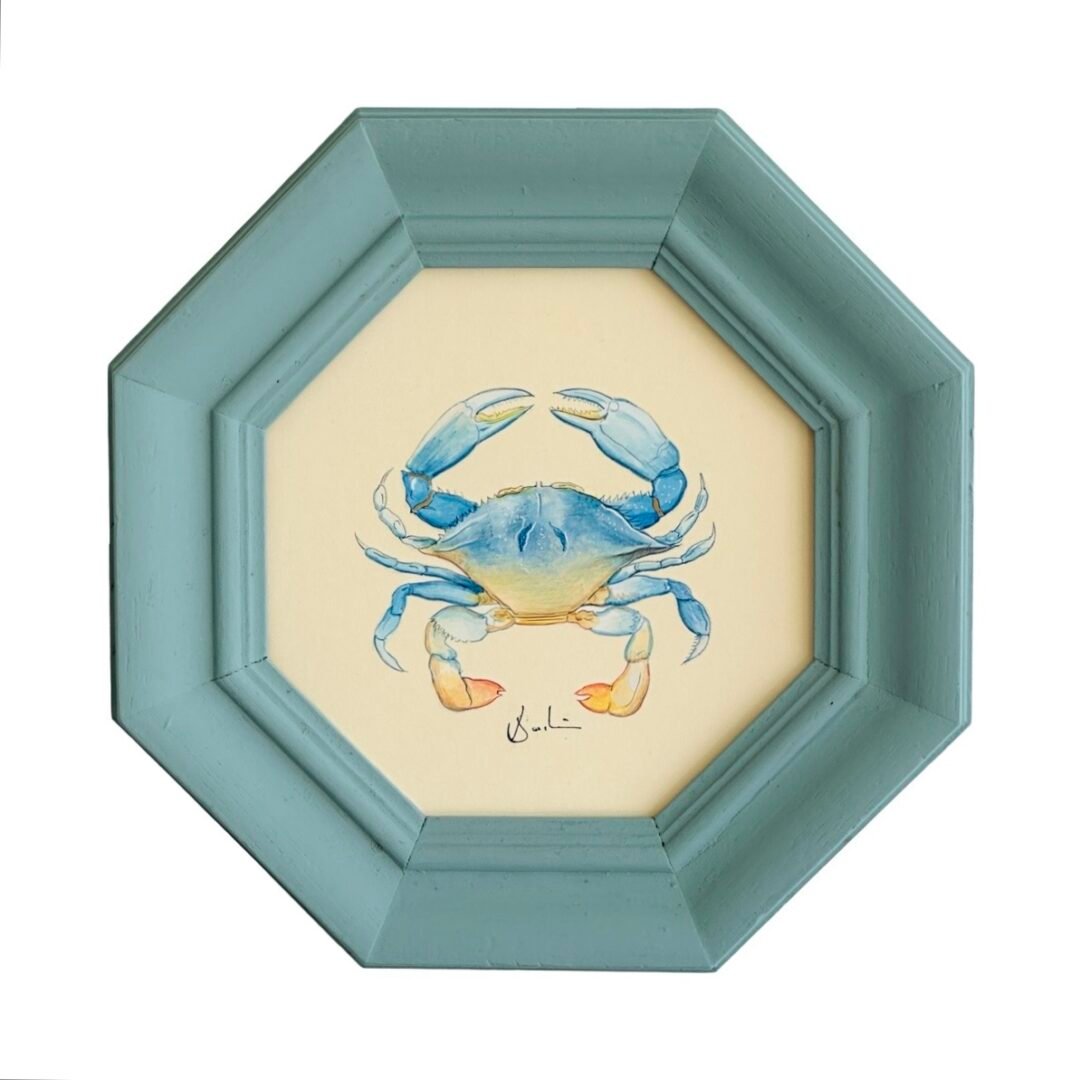 Hand-Painted Crab Painting, Bluebell