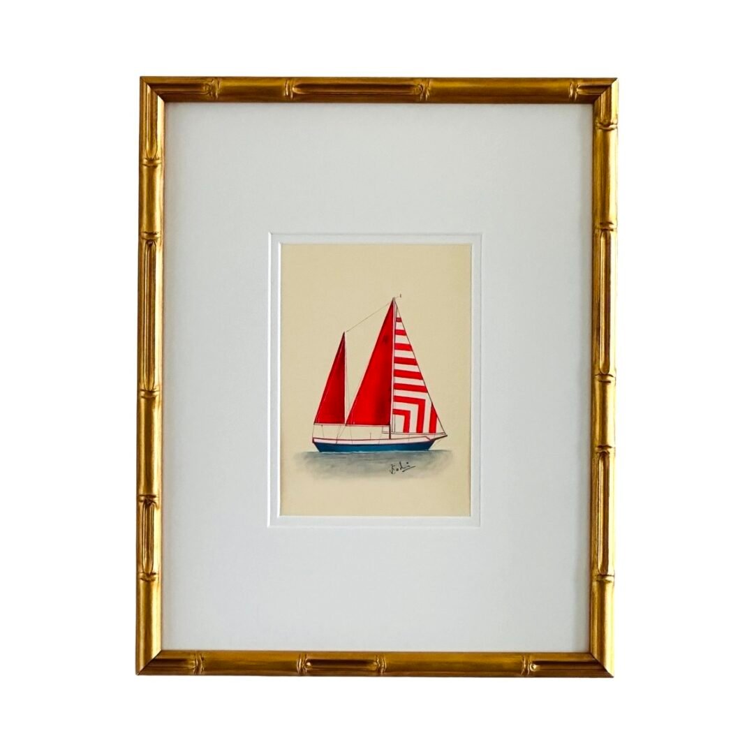 Hand-Painted Sailboat Painting, The Scarlet Sail