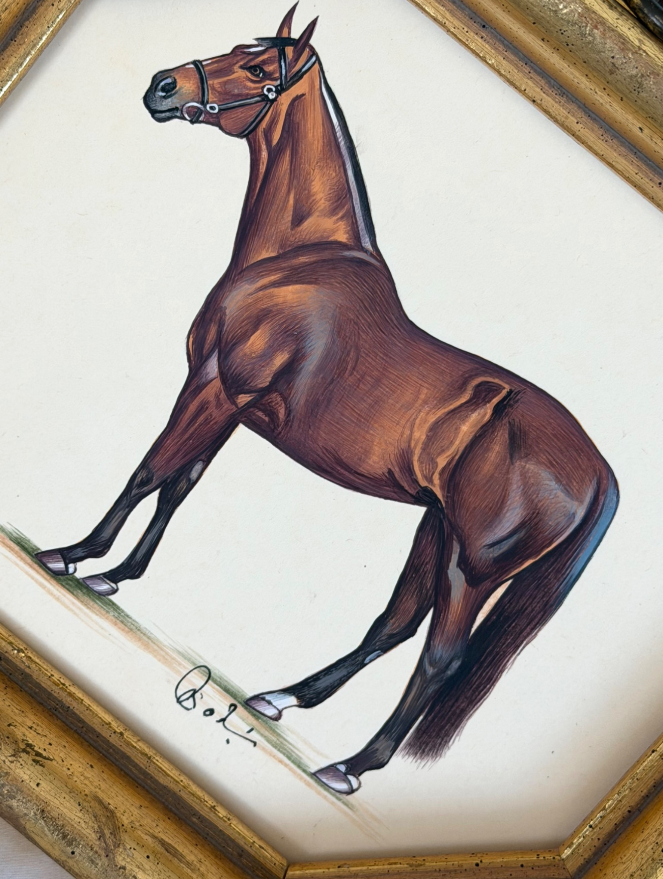 Hand-Painted Horse Painting, Sable - Image 2