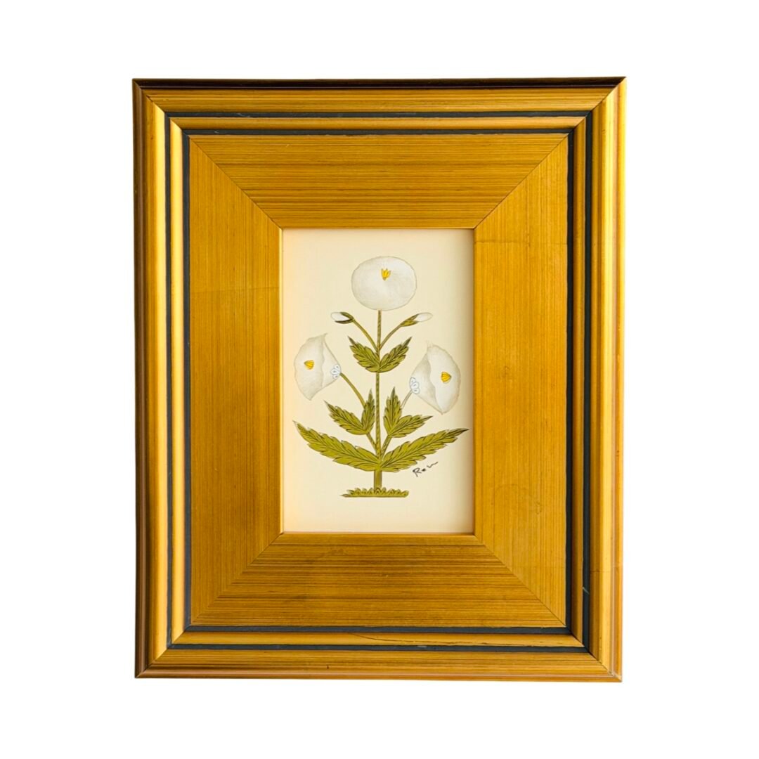 Hand-Painted White Floral Motif Painting
