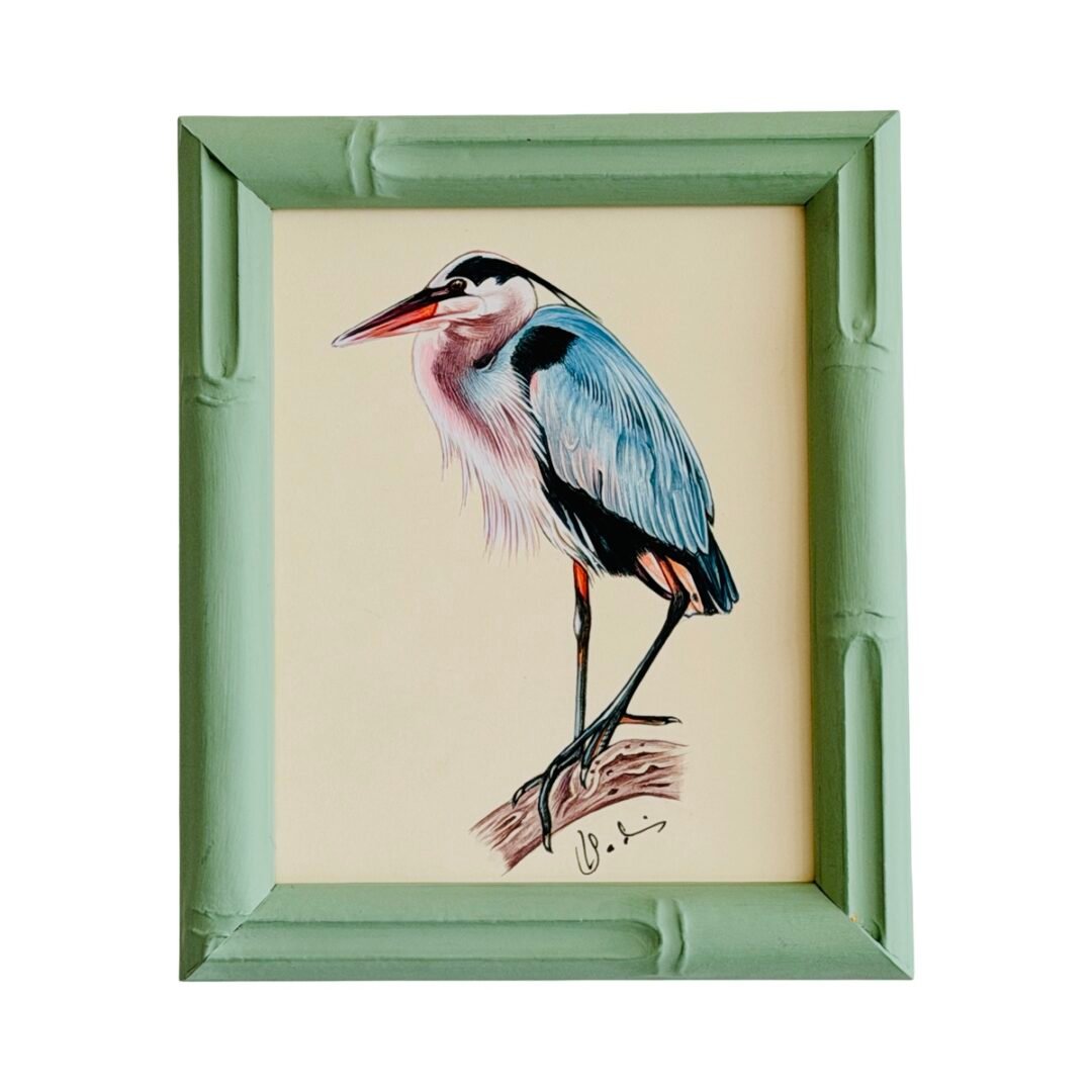 Hand-Painted Blue Heron Painting, Briar