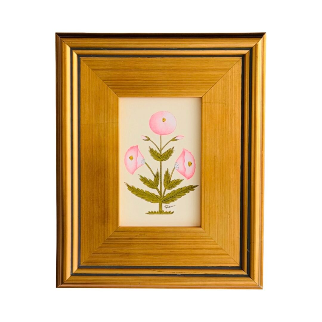 Hand-Painted Pink Floral Motif Painting