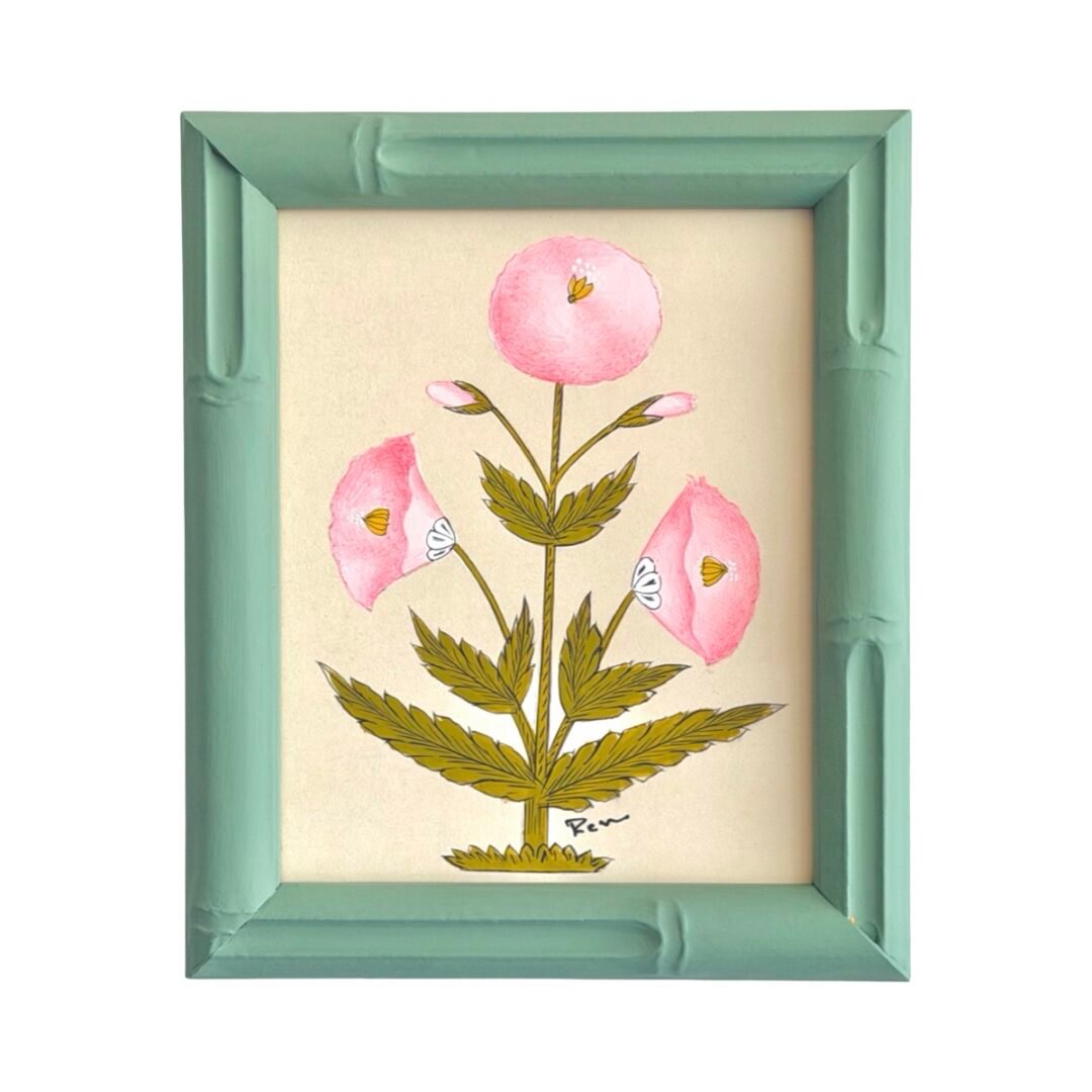 Hand-Painted Jaipur Pink Floral Motif Painting
