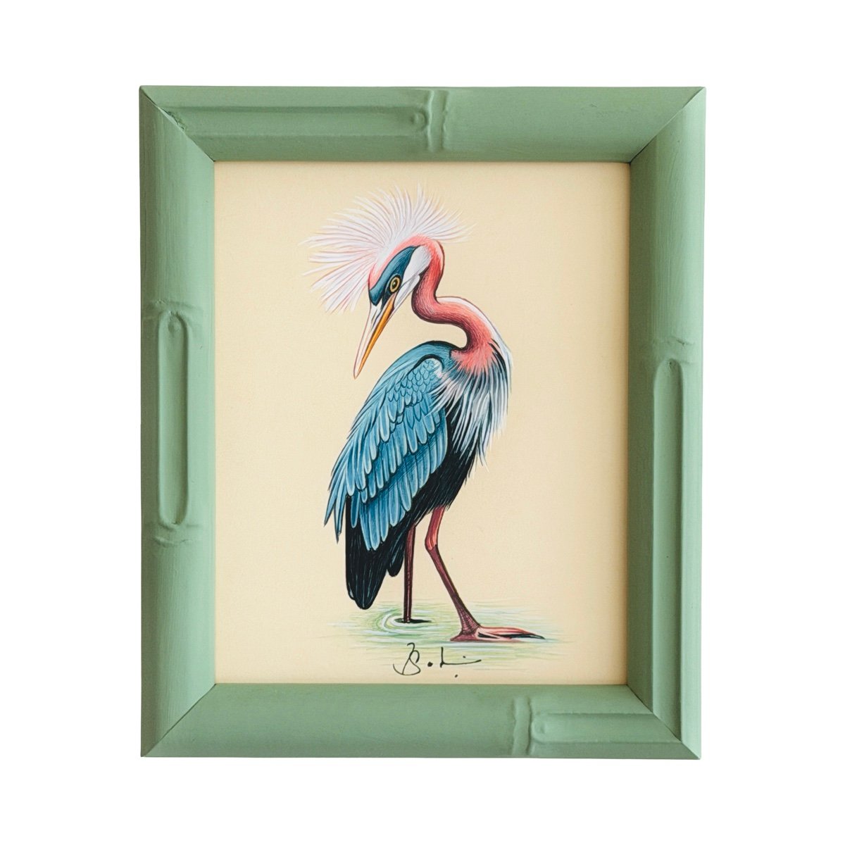 Hand-Painted Blue Heron Painting, Celestine