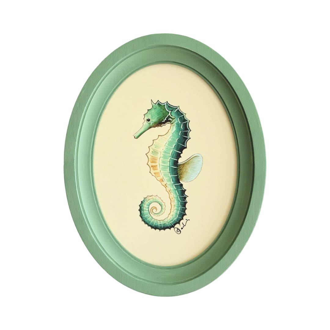 Hand-Painted Green Sea Painting, Misty