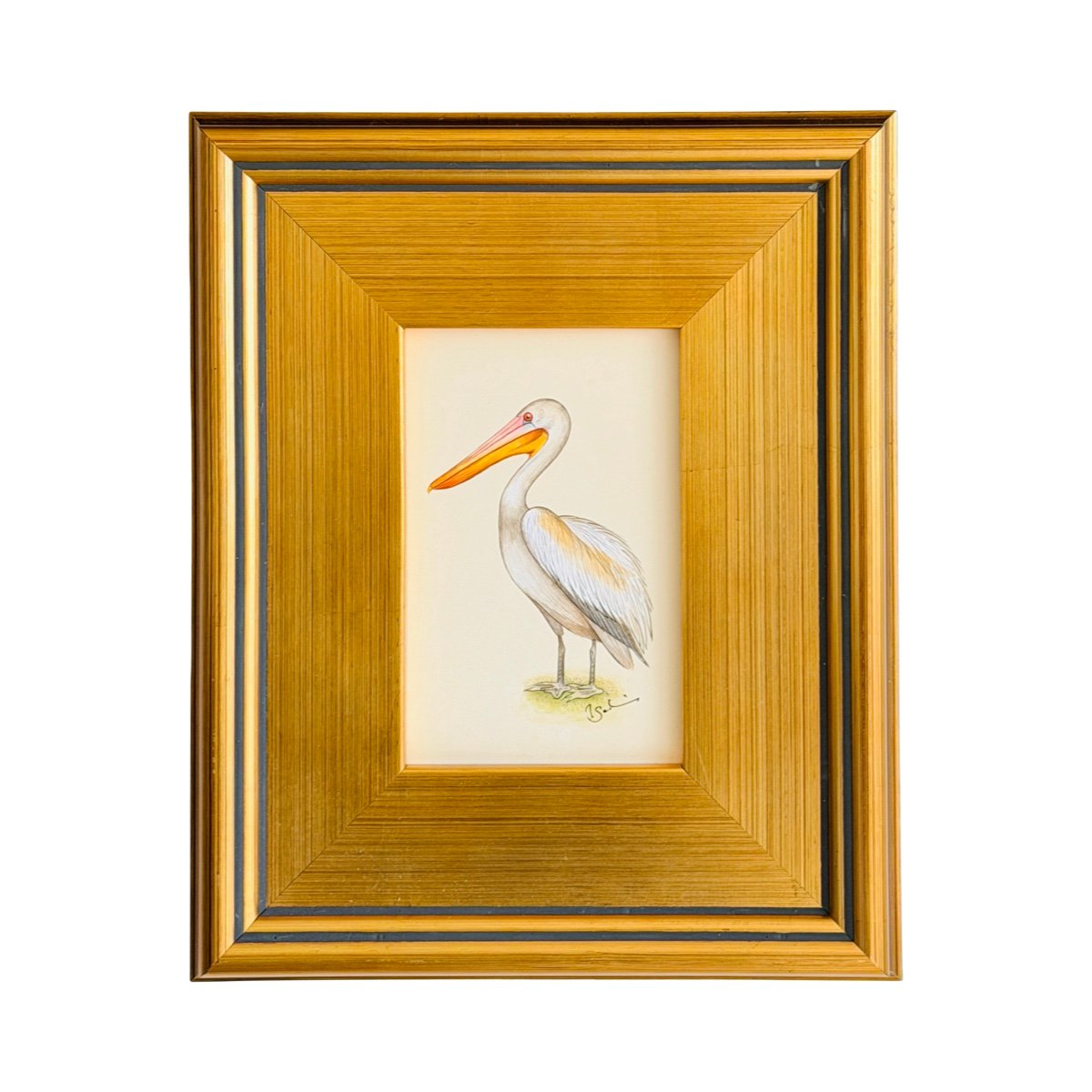 Hand-Painted Pelican Painting, Ginger
