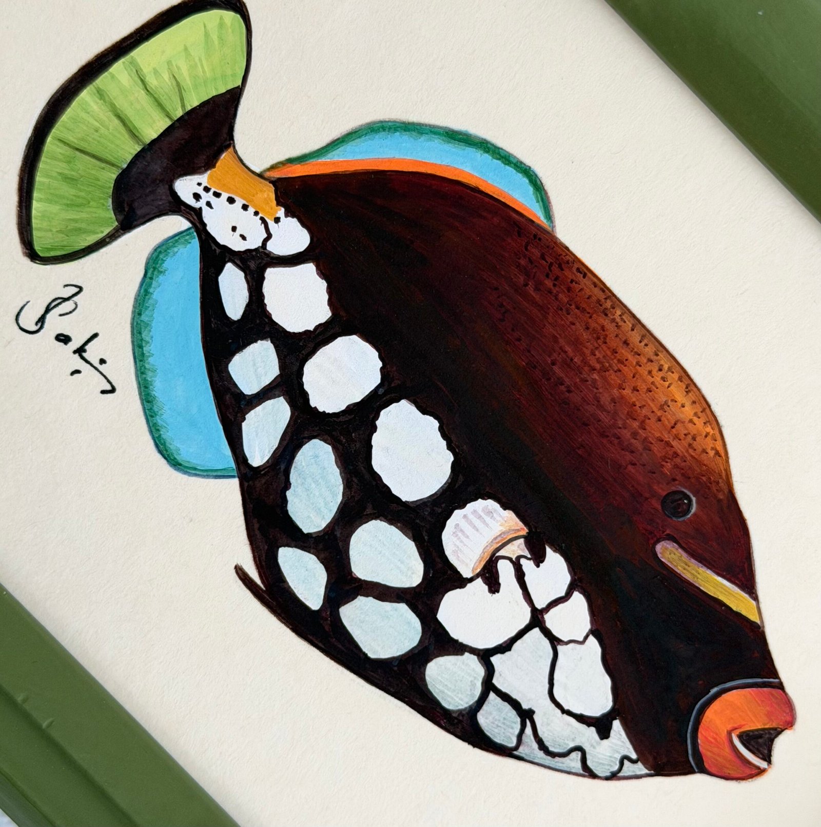 Hand-Painted Fish Painting, Tiki - Image 2