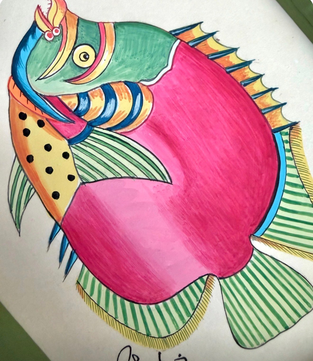Hand-Painted Fish Painting, Reefy - Image 2