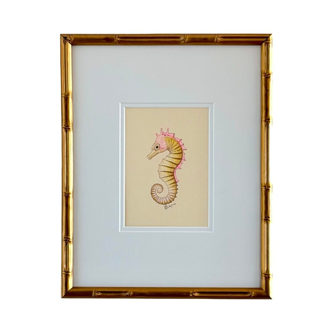 Hand-Painted Sea Horse Painting, Pearl