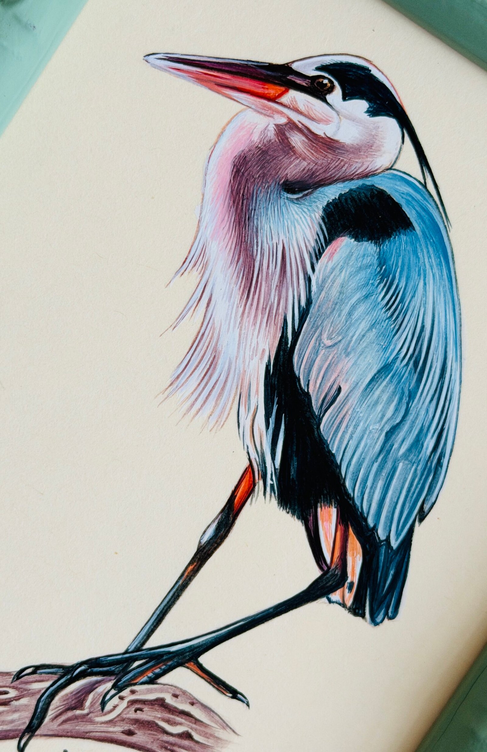 Hand-Painted Blue Heron Painting, Briar - Image 2
