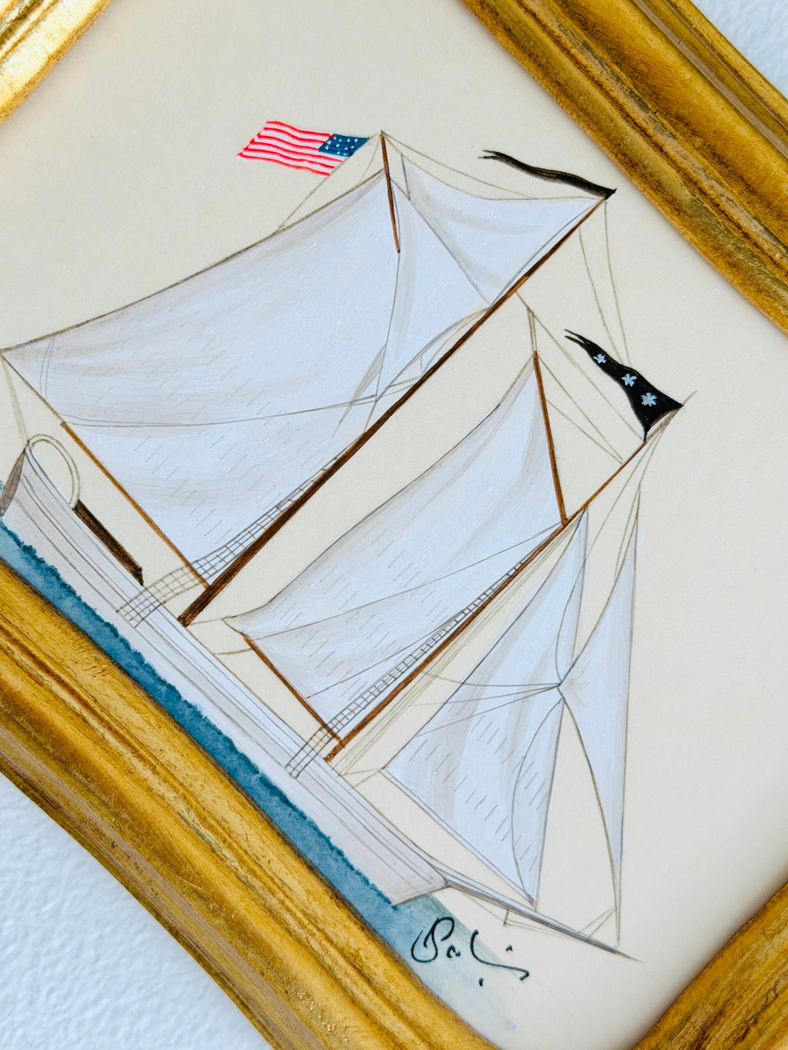 Hand-Painted Sailboat Painting, The Little Commodore - Image 2