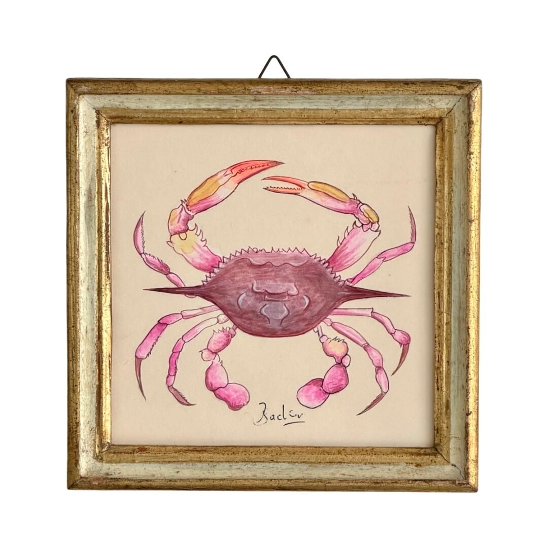 Hand-Painted Pink Crab Painting, Daphne