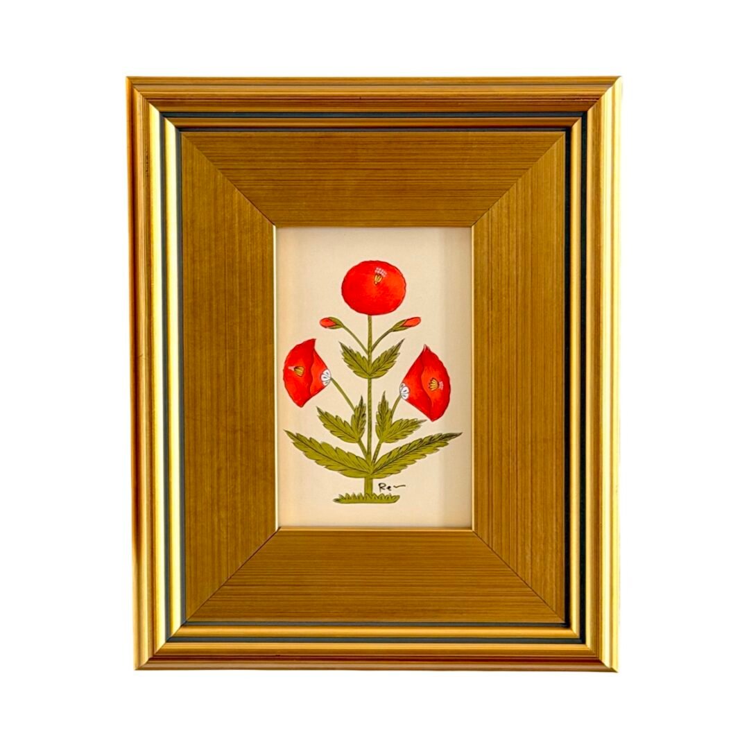 Hand-Painted Red Floral Motif Painting