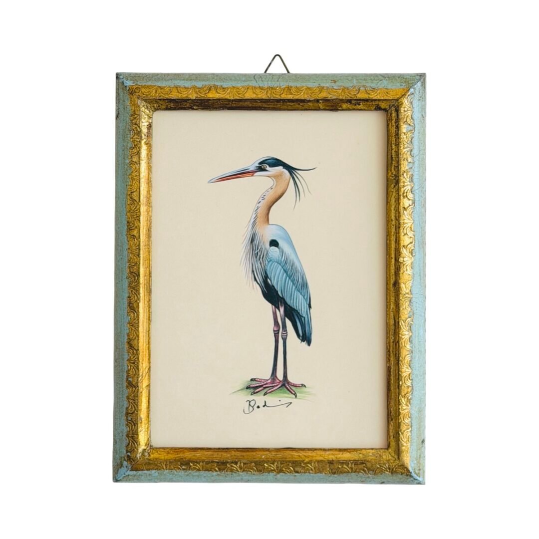 Hand-Painted Blue Heron Painting, Sterling