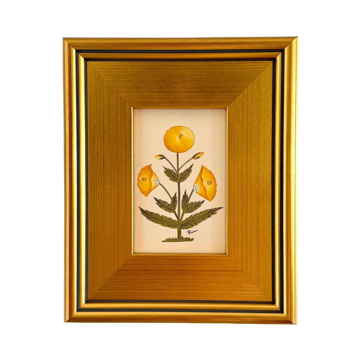 Hand-Painted Yellow Floral Motif Painting