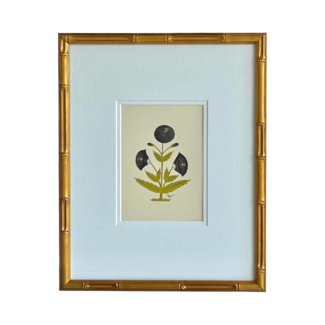 Hand-Painted Jaipuri Black and green Floral Motif Painting