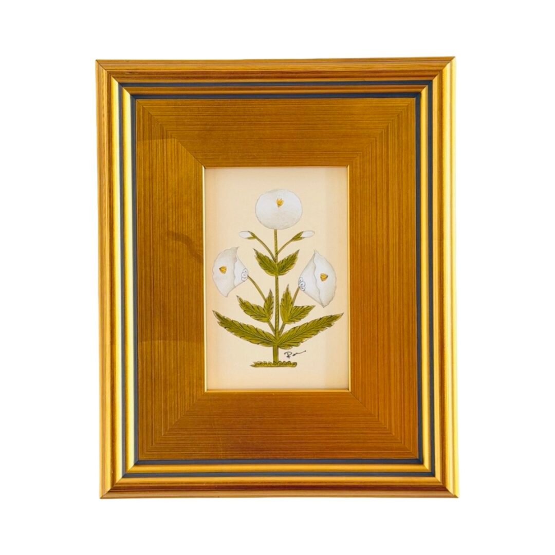 Hand-Painted White Floral Motif Painting