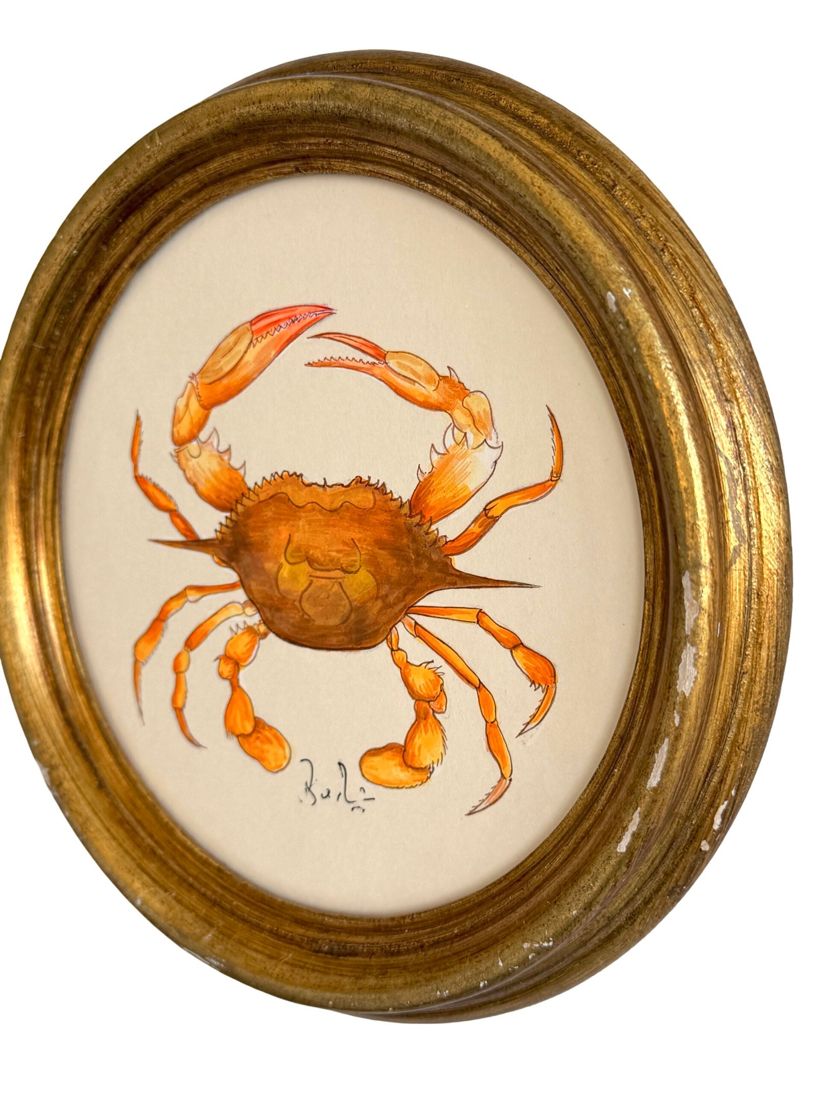 Hand-Painted Orange Crab Painting, Clementine - Image 3