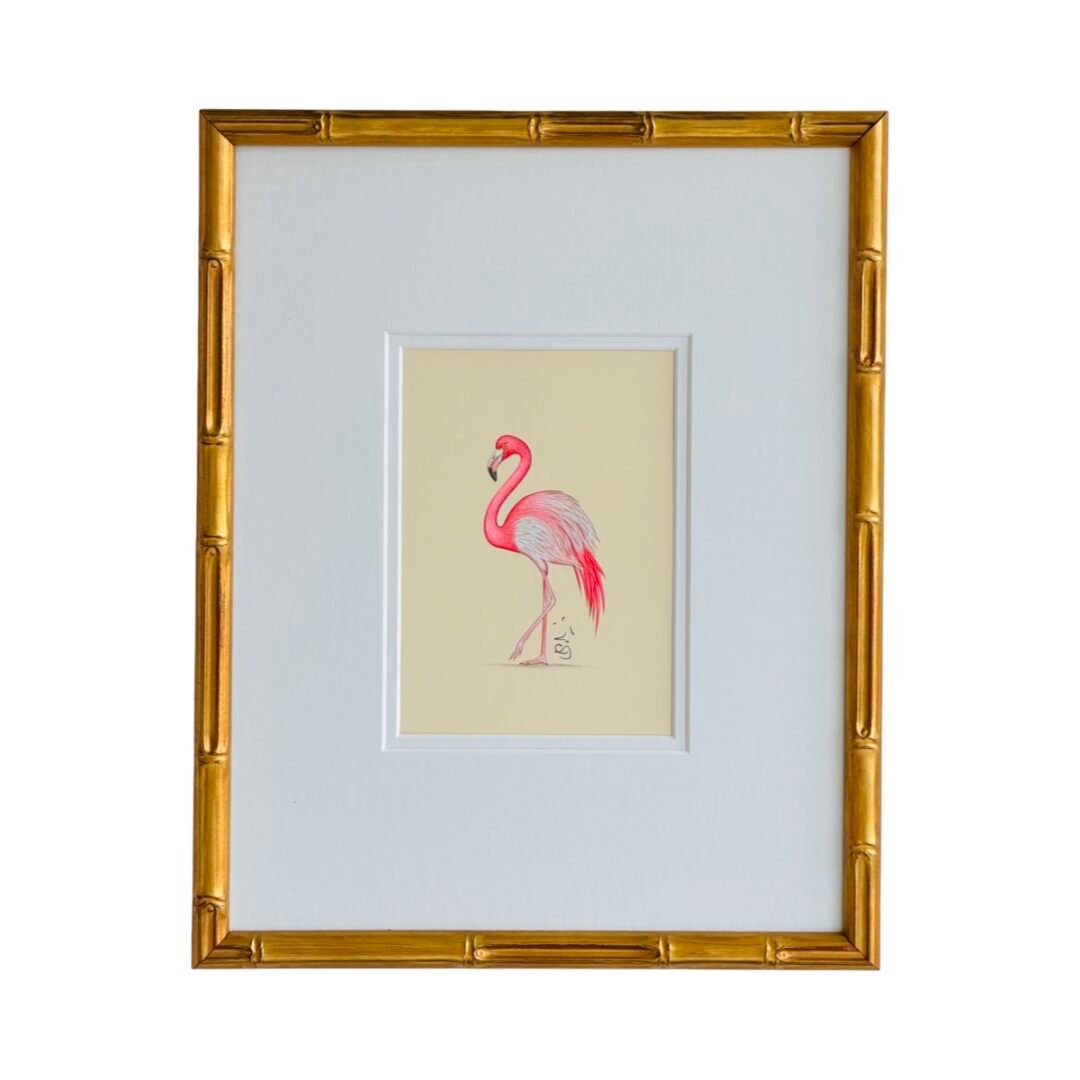 Hand-Painted Flamingo Painting, Fifi