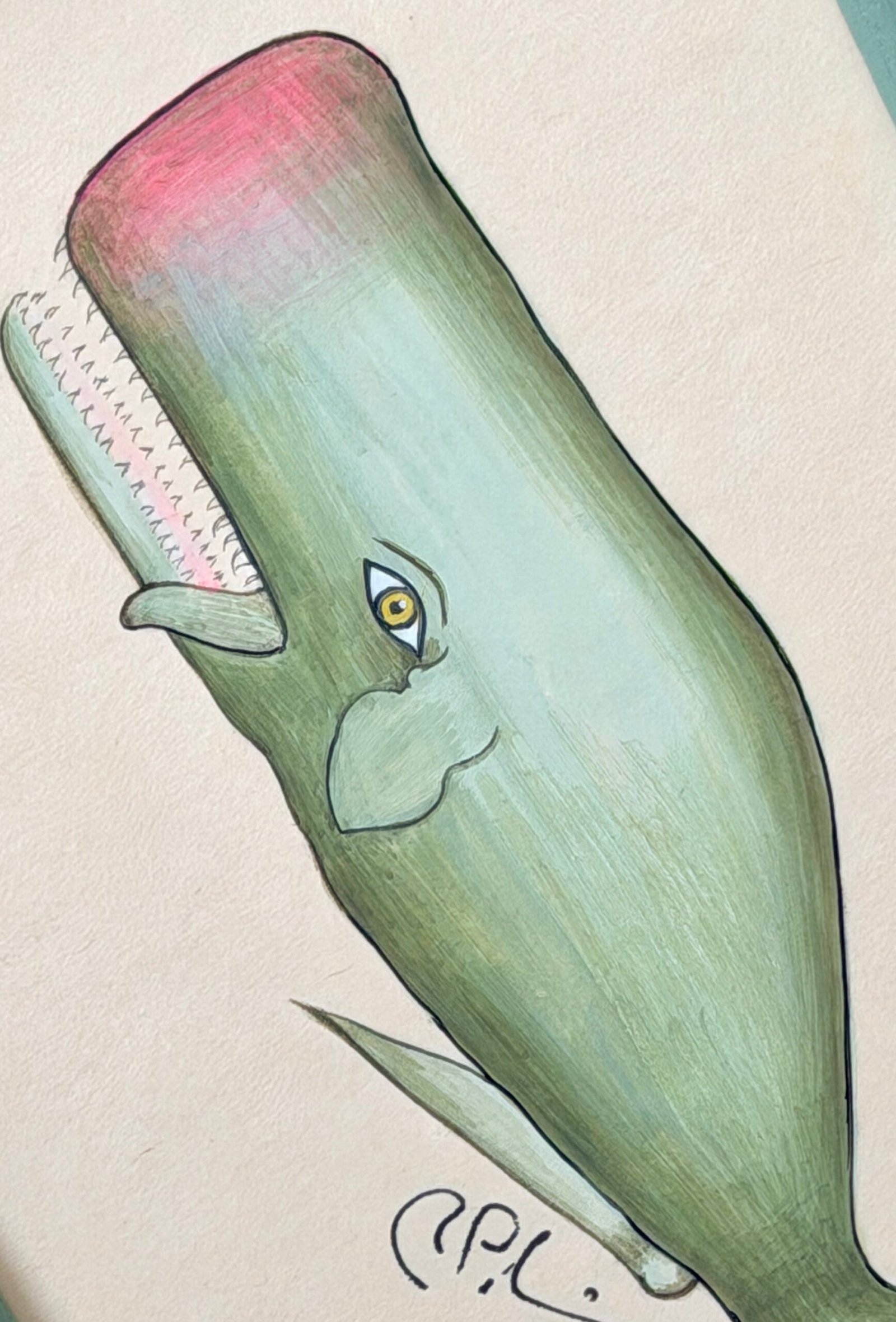Hand-Painted Baby Whale Painting, Ollie - Image 2