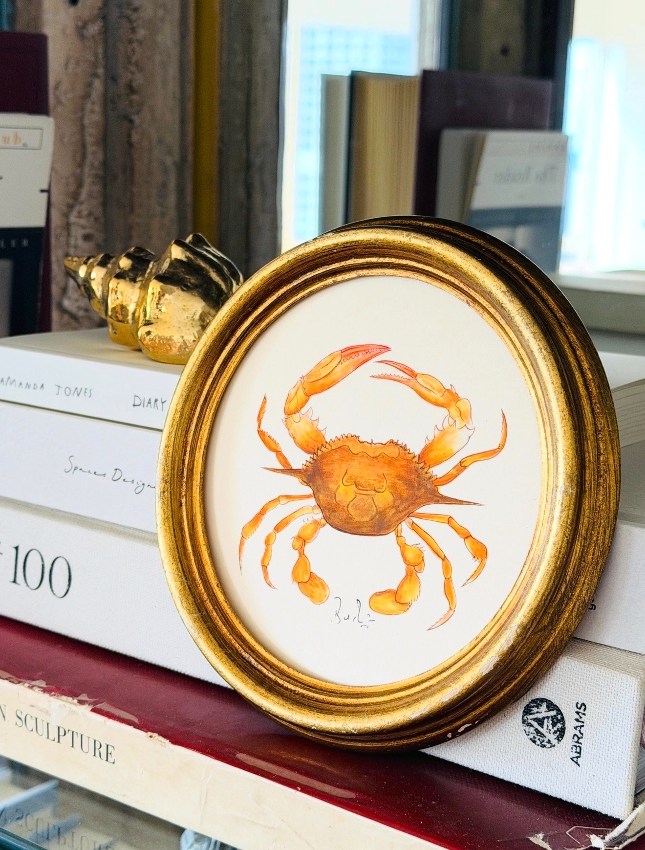 Hand-Painted Orange Crab Painting, Clementine - Image 4