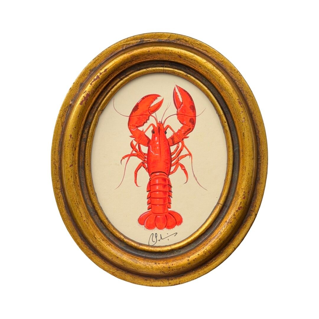 Hand-Painted Orange Lobster Painting, Ember