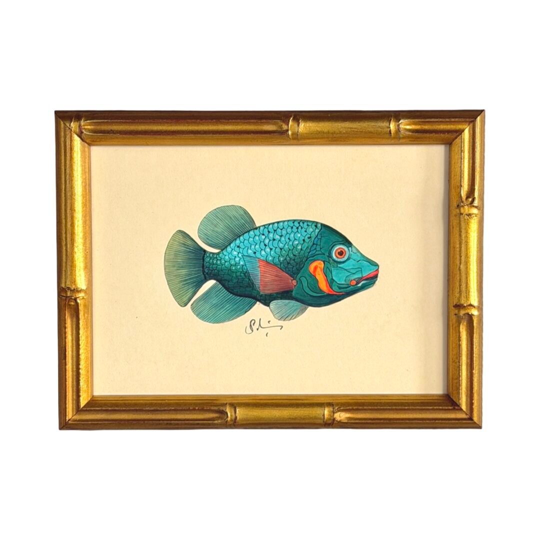 Hand-Painted Green Fish Painting, Tango