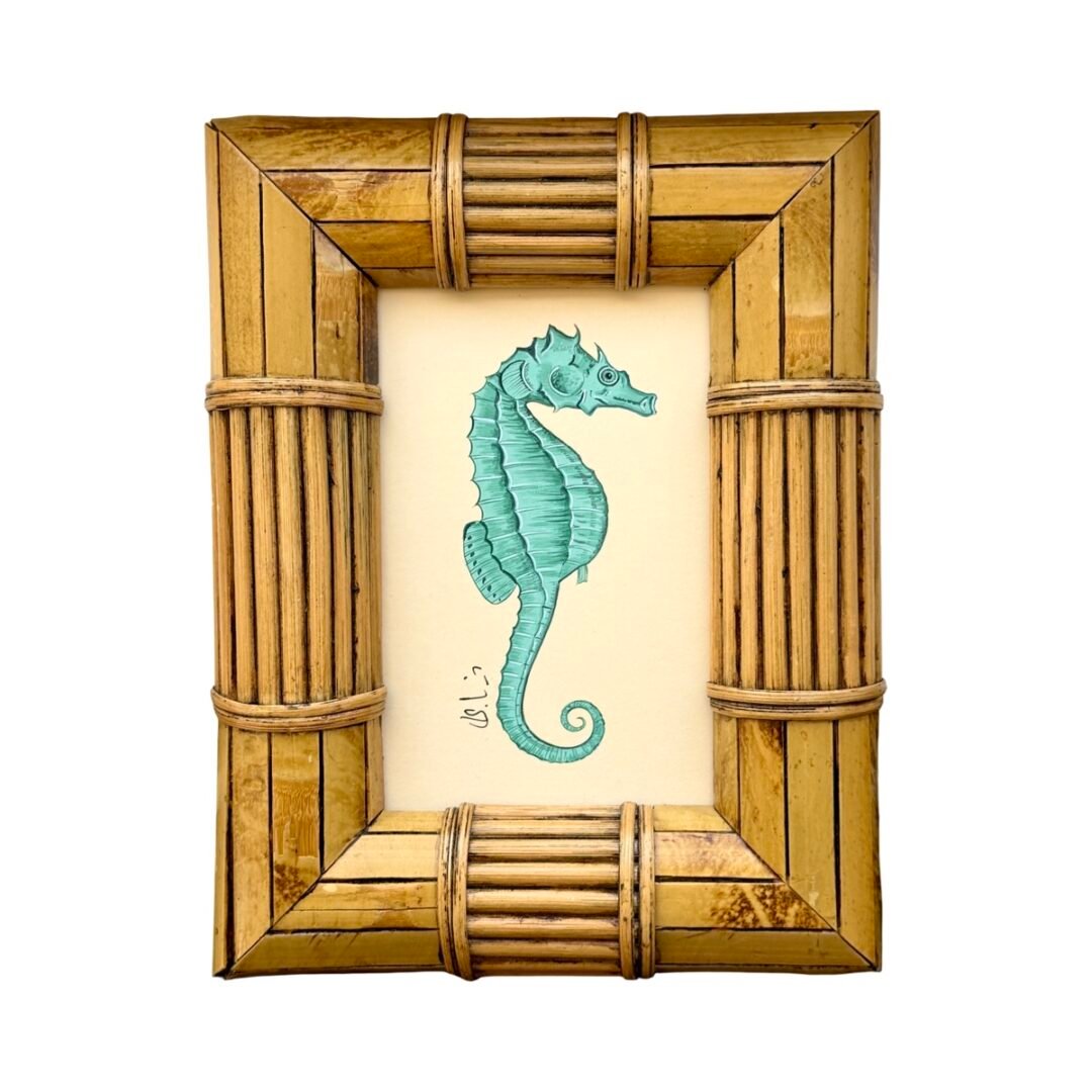 Hand-Painted Green Sea Horse Painting, Noodle