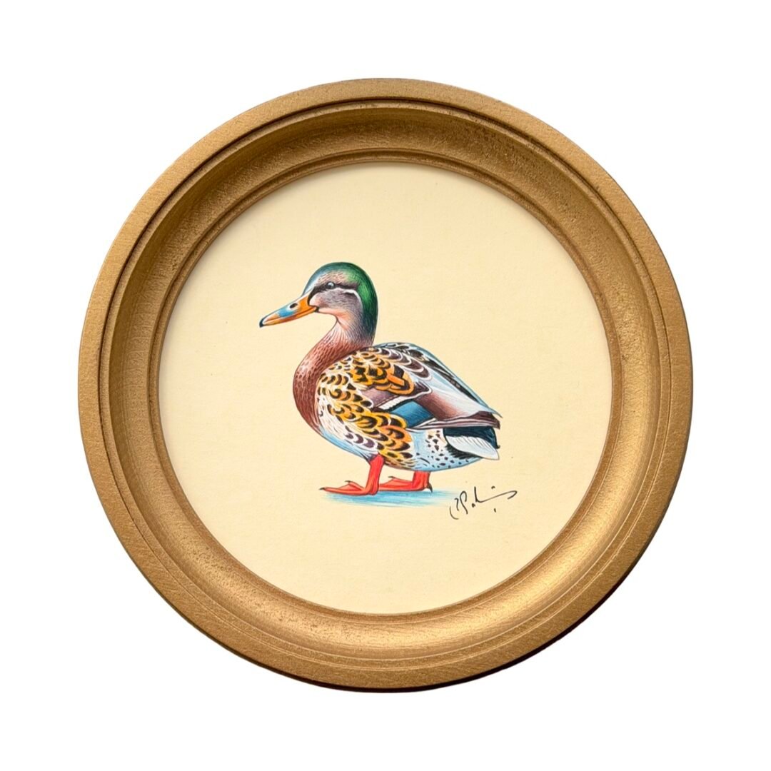 Hand-Painted Mallard Painting, Rusty
