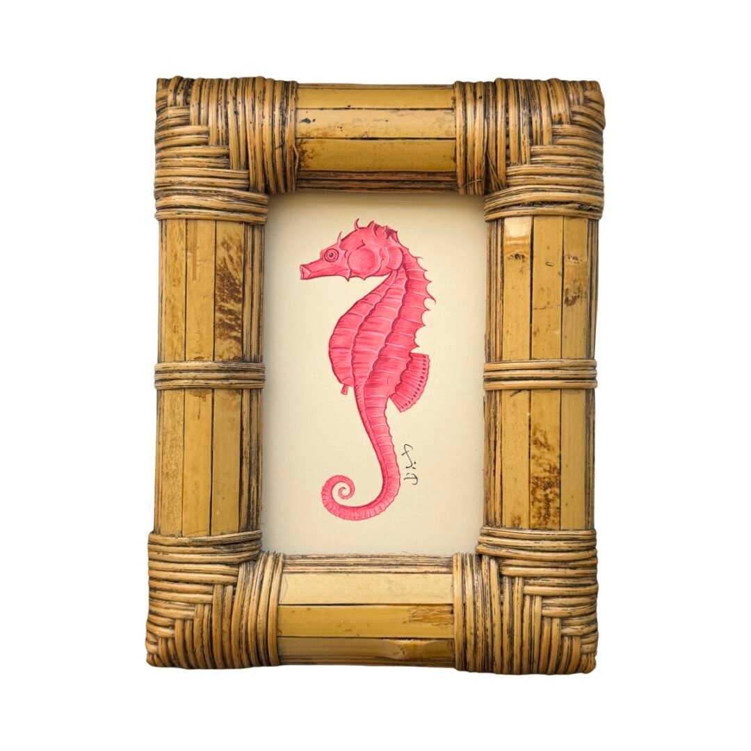 Hand-Painted Pink Sea Horse Painting, Poppy