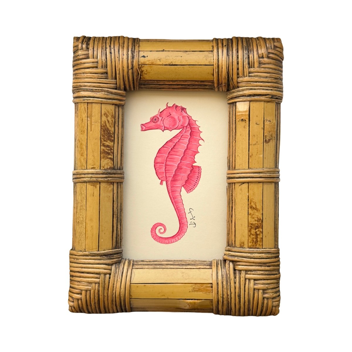 Hand-Painted Pink Sea Horse Painting, Poppy