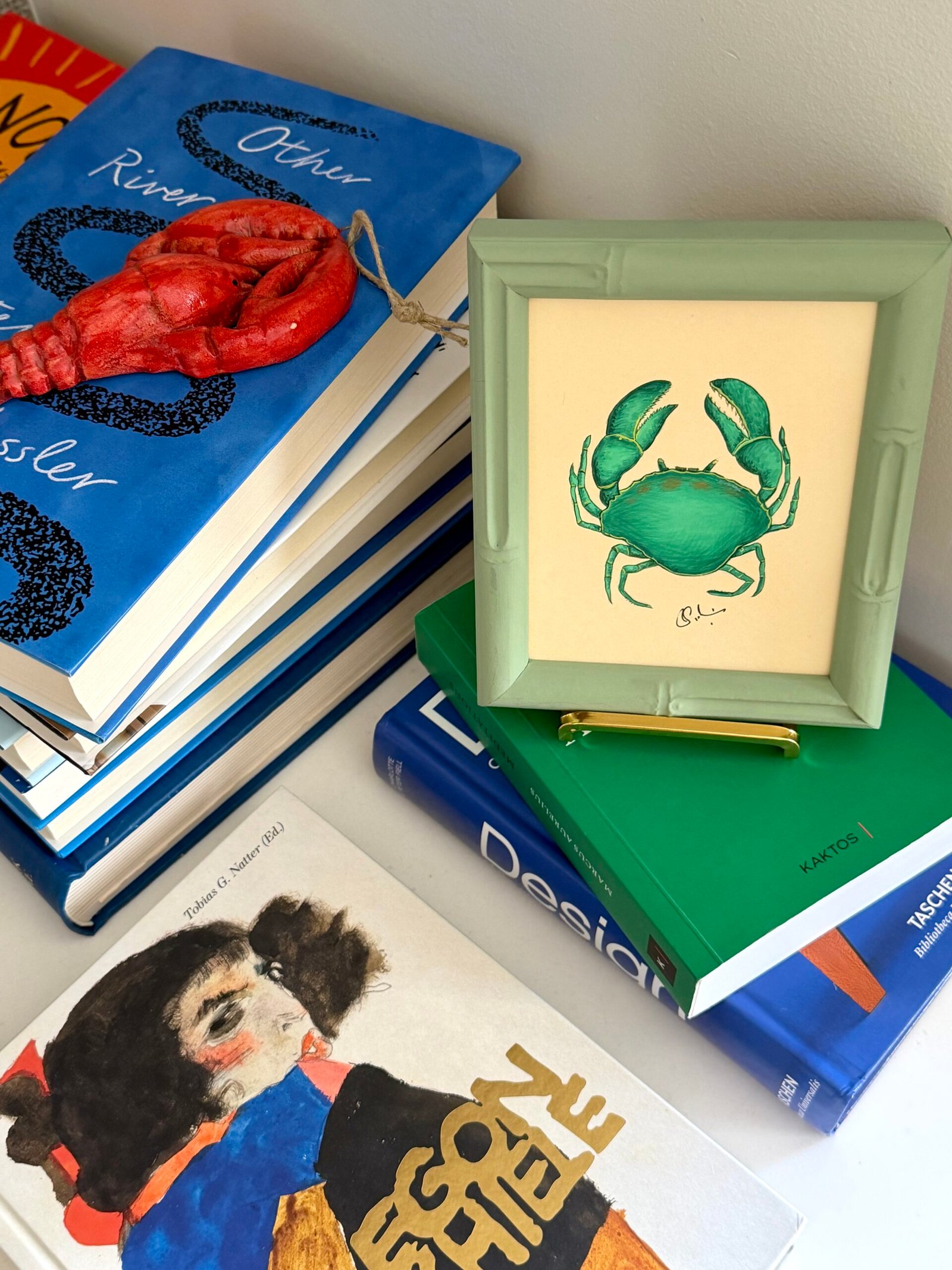 Hand-Painted Crab Painting, Kiwi - Image 3